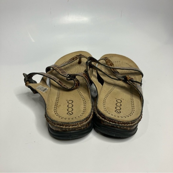 Ecco brown croc print slip on sandals size 39 - Picture 4 of 7